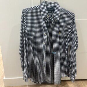 Polo Ralph Lauren Custom Fit Mens Blue Checkered Long Sleeved Button Down Shirt